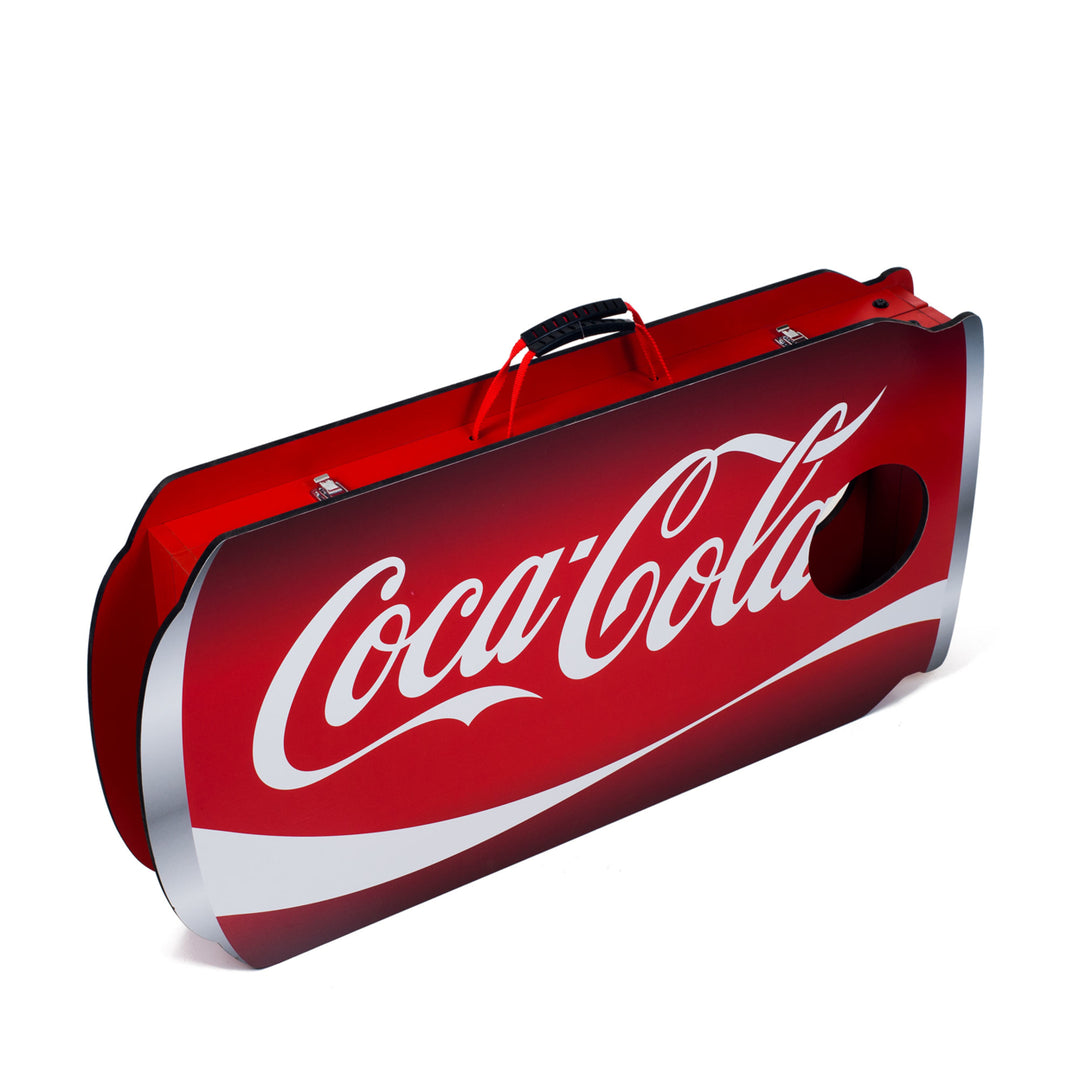 Coca Cola Can Cornhole Set Bean Bag Toss Backyard Game Portable Handles Image 3