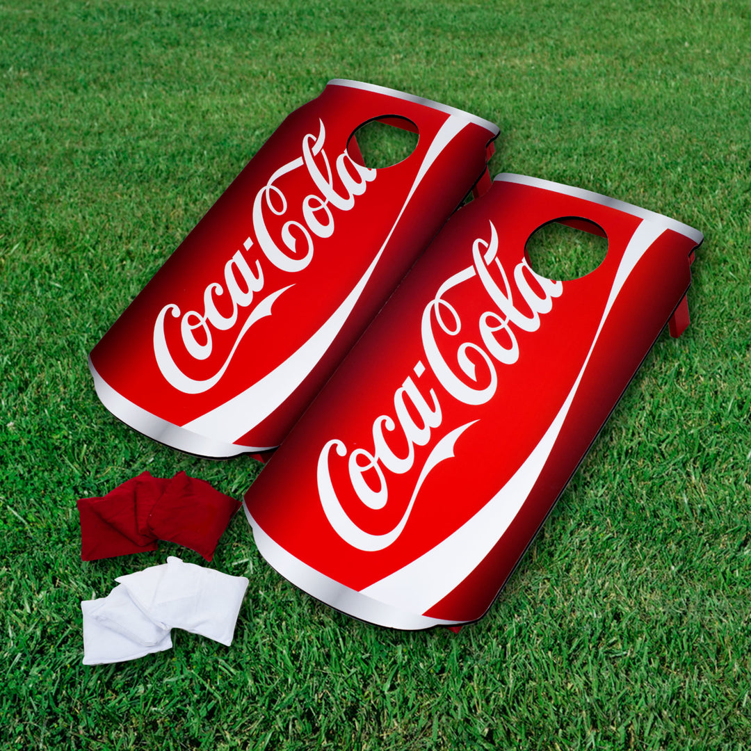 Coca Cola Can Cornhole Set Bean Bag Toss Backyard Game Portable Handles Image 4