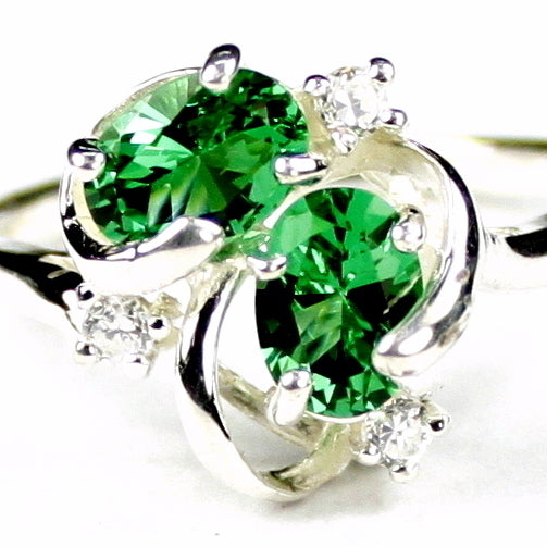 Sterling Silver Ladies Ring Created Emerald SR016 Image 1