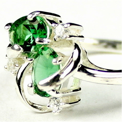 Sterling Silver Ladies Ring Created Emerald SR016 Image 2