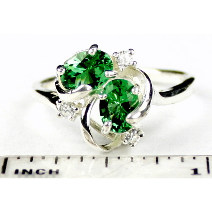 Sterling Silver Ladies Ring Created Emerald SR016 Image 4