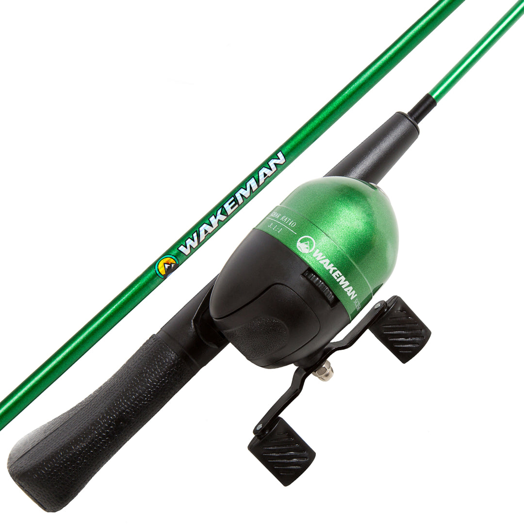 Wakeman Spawn Series Kids Spincast Fishing Combo Tackle Set Green 4ft2in Image 1