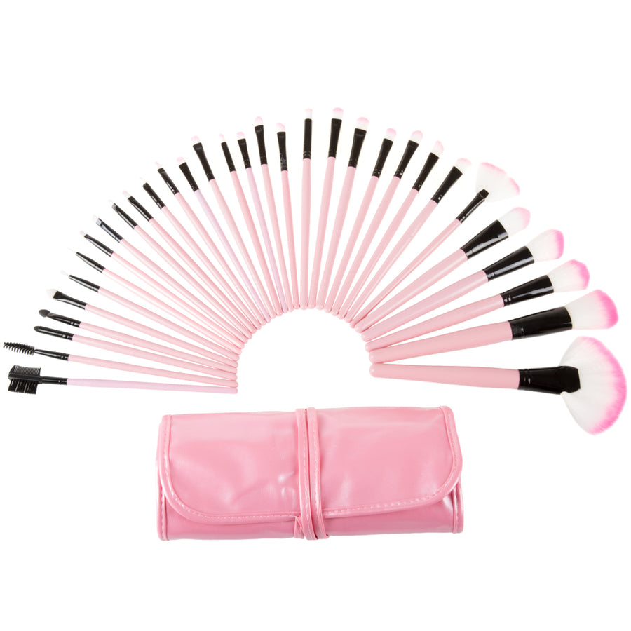 Everyday Home 32 Piece Makeup Brush Set with Pink Pouch Image 1