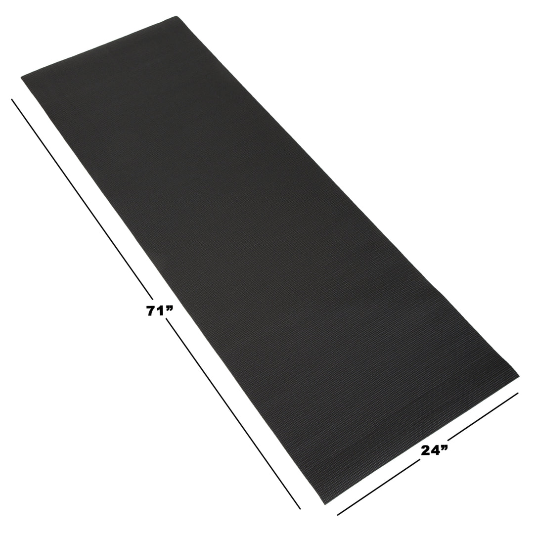 Wakeman Fitness Yoga Mat 71"x24" Double Sided Non-Slip Black Lightweight Portable Image 4