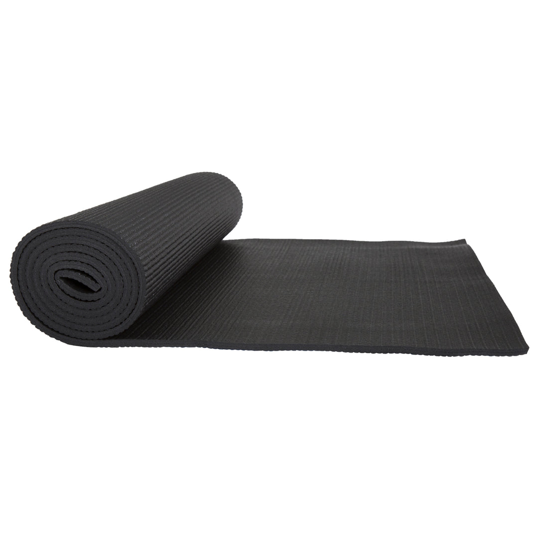 Wakeman Fitness Yoga Mat 71"x24" Double Sided Non-Slip Black Lightweight Portable Image 1