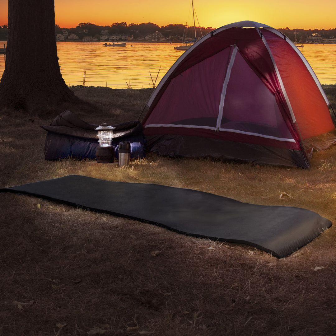 Wakeman Outdoors Foam Camping Sleep Mat 72x24 Black Lightweight 1/2 Inch Thick Image 2