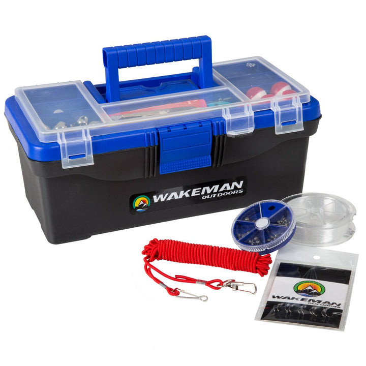 Wakeman Fishing Single Tray Tackle Box 55 Pc Tackle Kit - Bold Blue Image 1