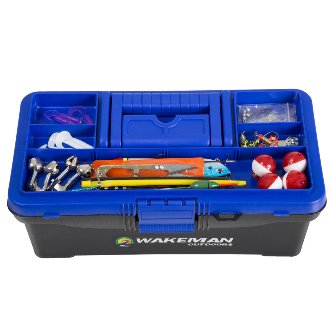 Wakeman Fishing Single Tray Tackle Box 55 Pc Tackle Kit - Bold Blue Image 2