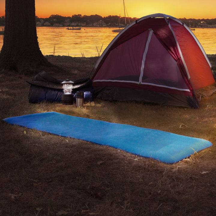 Wakeman Outdoors Non-Slip Luxury Foam Camping Sleep Mat Dark Blue 71x24 Inch Image 2