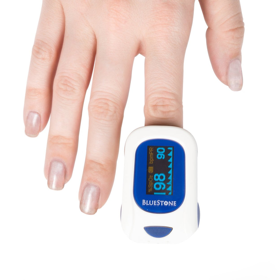 Bluestone Pulse Oximeter OLED Display Measures SpO2 and Heart Rate Portable Image 1