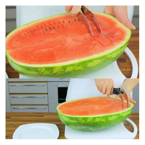 2 in 1 Stainless Steel Watermelon Slicer and Tongs Image 1