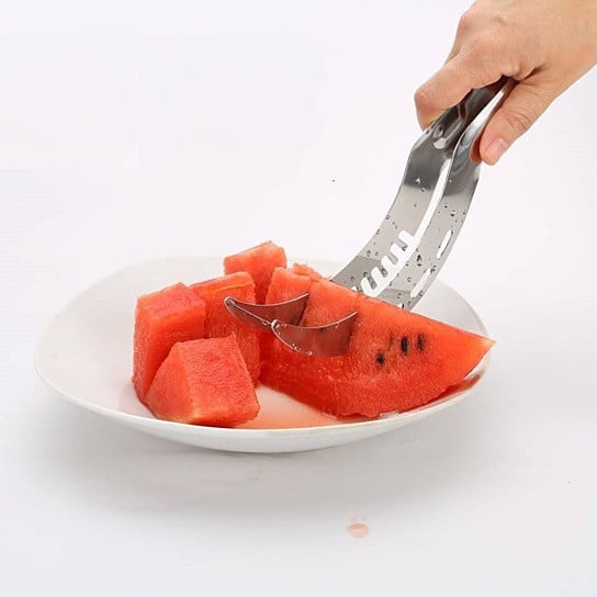 2 in 1 Stainless Steel Watermelon Slicer and Tongs Image 4