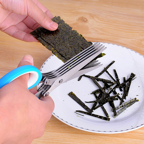 Herb Scissors Multifunctional Kitchen Shear with 5 Blades and Cleaning Comb Color: Random Image 2