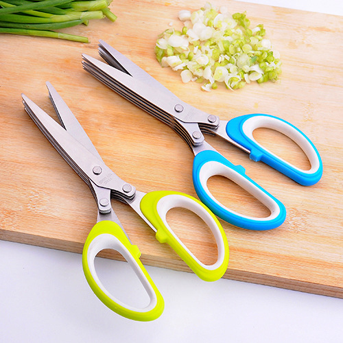 Herb Scissors Multifunctional Kitchen Shear with 5 Blades and Cleaning Comb Color: Random Image 4
