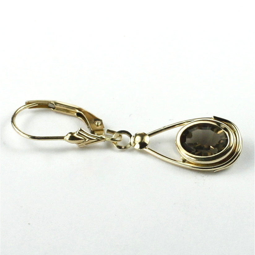 E0088x6 Smoky Quartz14KY Gold Leverback Earrings Image 2