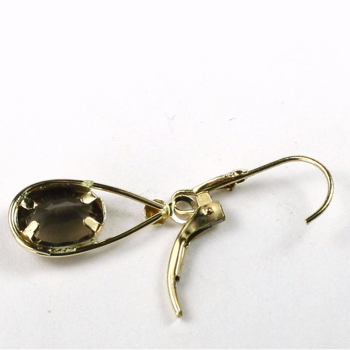 E0088x6 Smoky Quartz14KY Gold Leverback Earrings Image 4