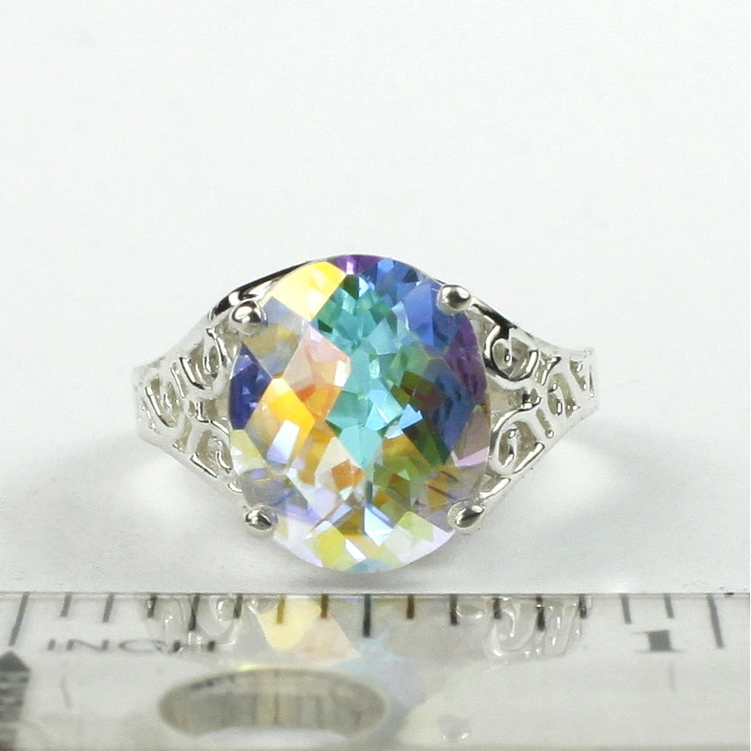 SR057 12x10mm Mercury Mist Topaz 925 Sterling Silver Ring Image 4