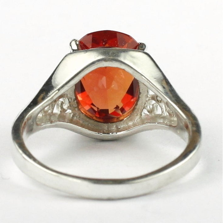 SR057 12x10mm Created Padparadsha Sapphire 925 Sterling Silver Ring Image 4