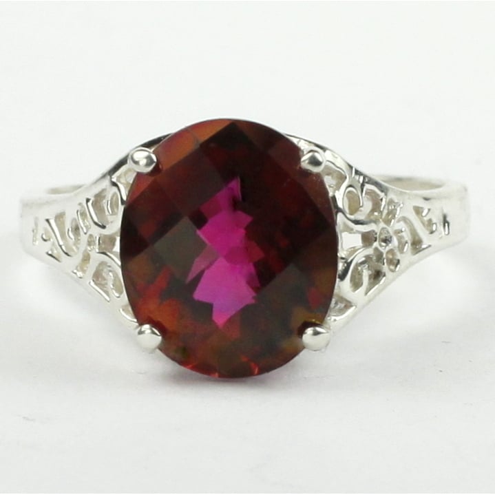 SR057 12x10mm Crimson Fire Topaz 925 Sterling Silver Ring Image 1