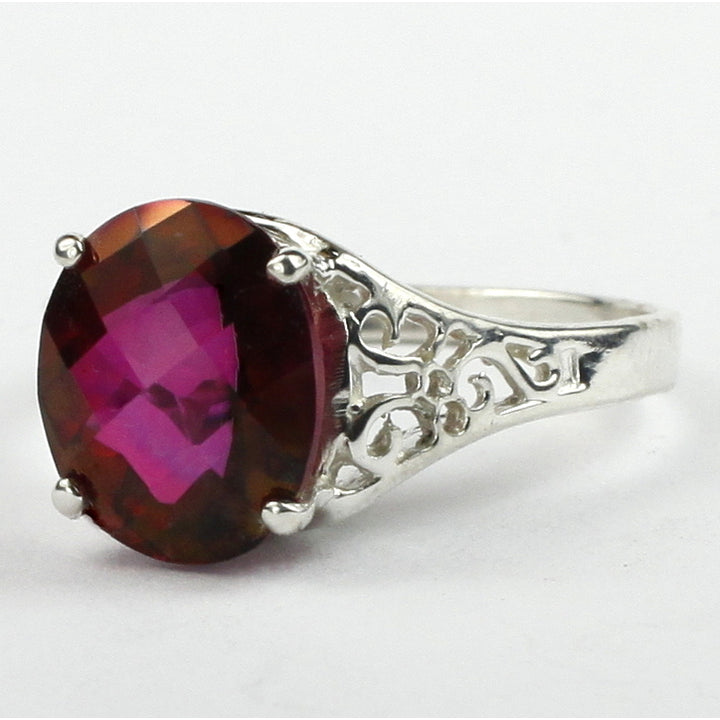 SR057 12x10mm Crimson Fire Topaz 925 Sterling Silver Ring Image 2