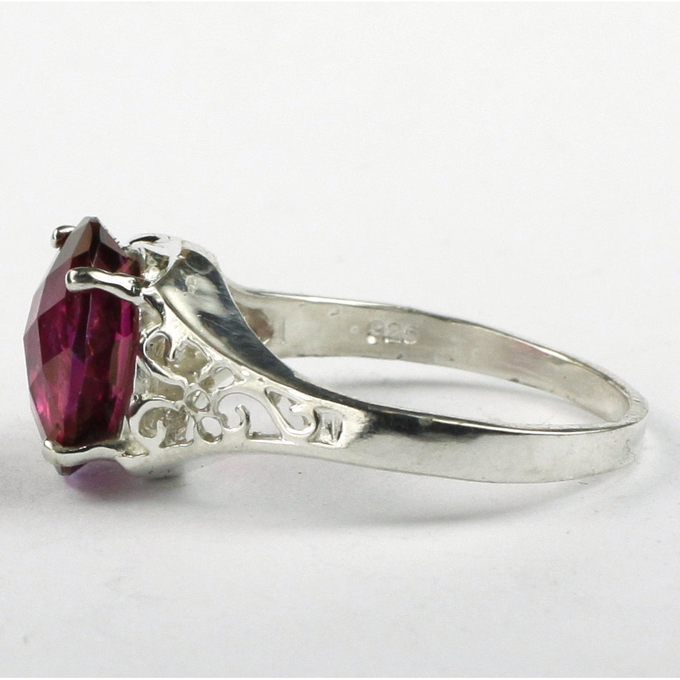 SR057 12x10mm Crimson Fire Topaz 925 Sterling Silver Ring Image 3