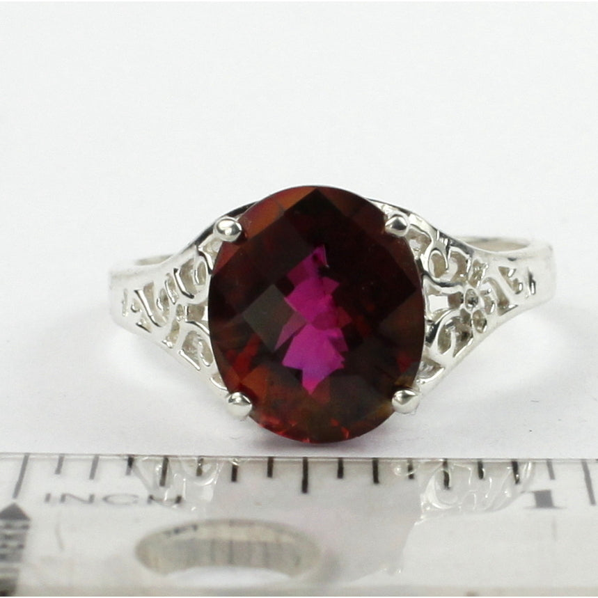 SR057 12x10mm Crimson Fire Topaz 925 Sterling Silver Ring Image 4