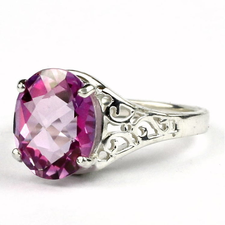 SR057 12x10mm Pure Pink Topaz 925 Sterling Silver Ring Image 2