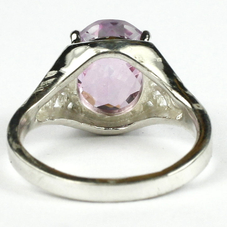 SR057 12x10mm Pure Pink Topaz 925 Sterling Silver Ring Image 4