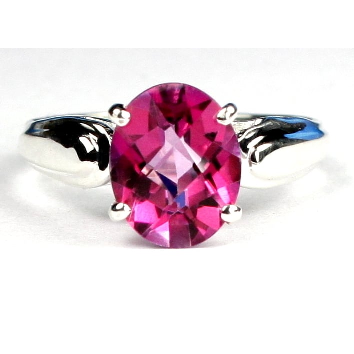 Sterling Silver Ladies Ring Created Pink Sapphire SR058 Image 1