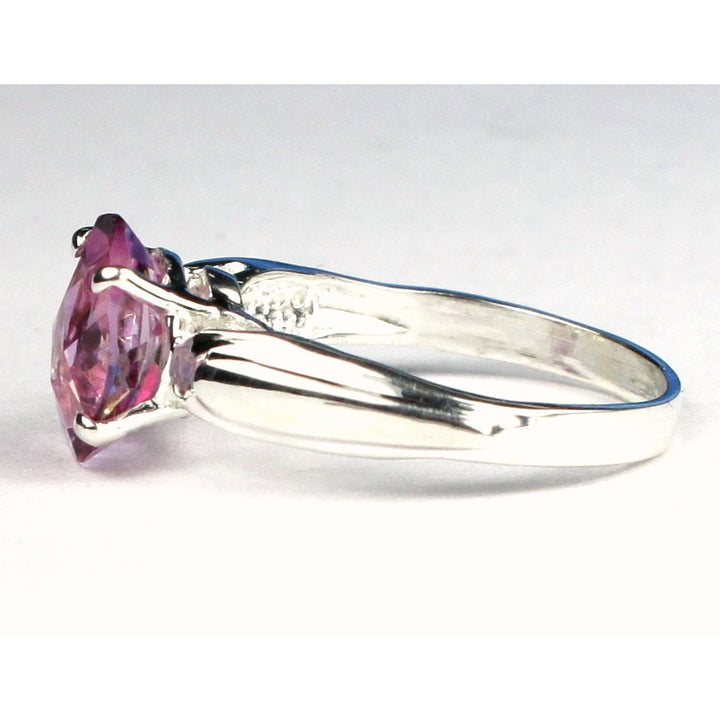 Sterling Silver Ladies Ring Created Pink Sapphire SR058 Image 3