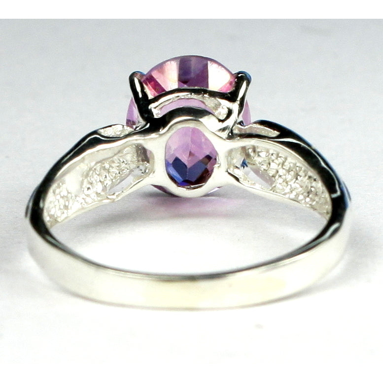 Sterling Silver Ladies Ring Created Pink Sapphire SR058 Image 4