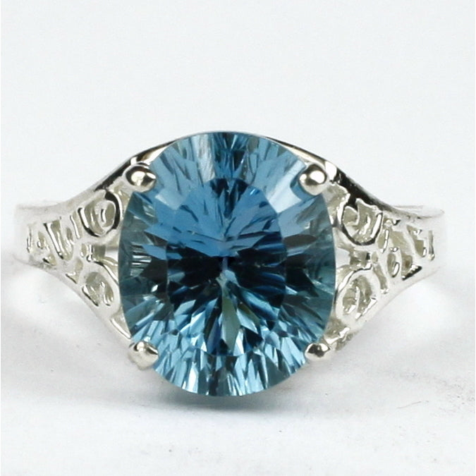 SR057 Quantum Cut Swiss Blue Topaz 925 Sterling Silver Ring Image 1