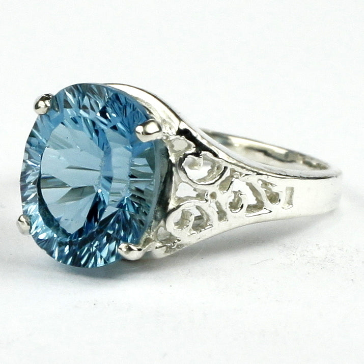 SR057 Quantum Cut Swiss Blue Topaz 925 Sterling Silver Ring Image 2