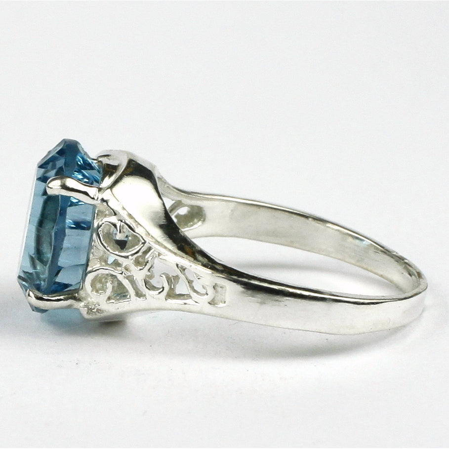 SR057 Quantum Cut Swiss Blue Topaz 925 Sterling Silver Ring Image 3