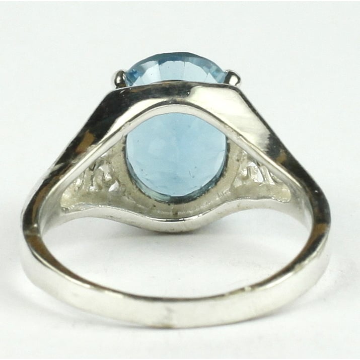 SR057 Quantum Cut Swiss Blue Topaz 925 Sterling Silver Ring Image 4