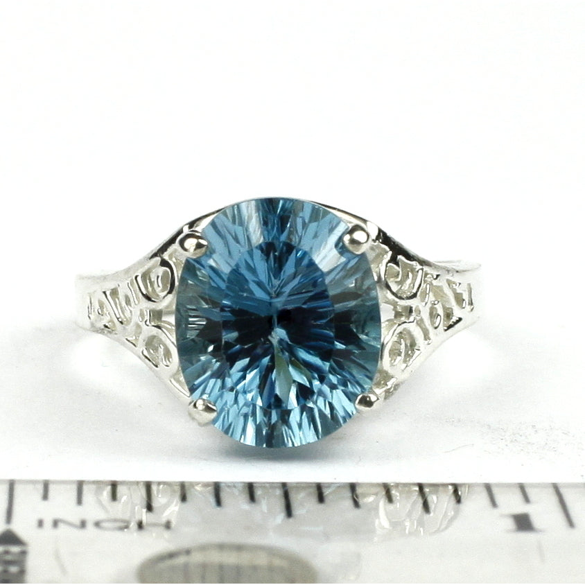 SR057 Quantum Cut Swiss Blue Topaz 925 Sterling Silver Ring Image 4