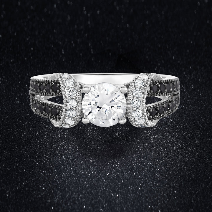 Black and white Micropave Ring in 18k White Gold Image 1