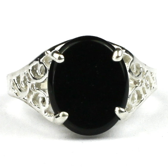 SR057 Black Onyx 925 Sterling Silver Ring Image 1