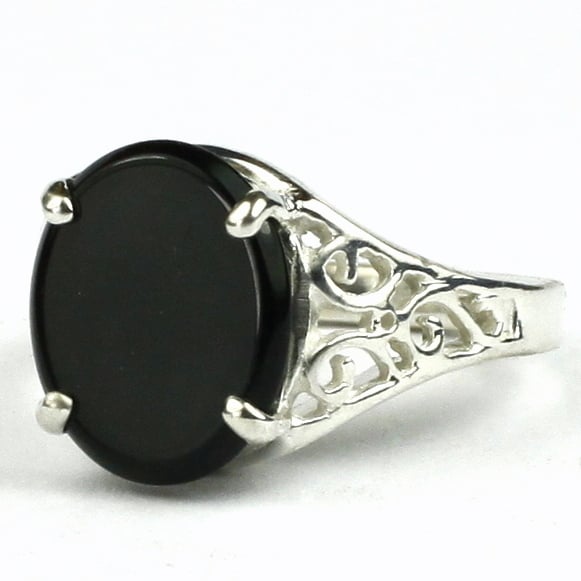 SR057 Black Onyx 925 Sterling Silver Ring Image 2