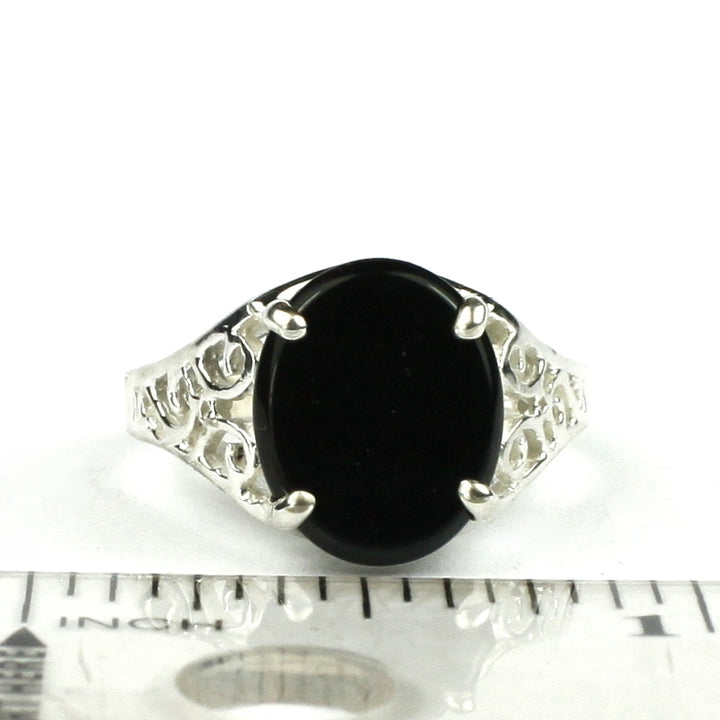 SR057 Black Onyx 925 Sterling Silver Ring Image 4