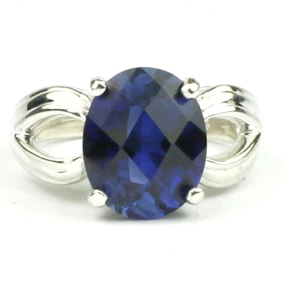 SR361 Created Blue Sapphire 925 Sterling Silver Ring Image 1