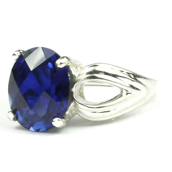 SR361 Created Blue Sapphire 925 Sterling Silver Ring Image 2