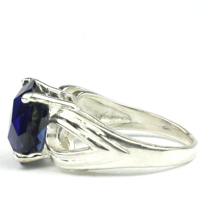 SR361 Created Blue Sapphire 925 Sterling Silver Ring Image 3