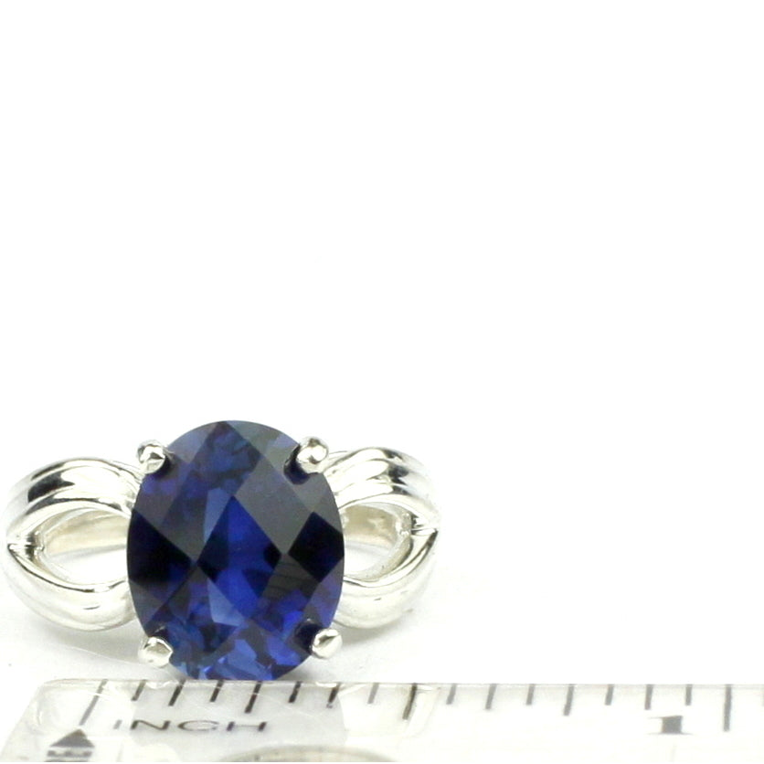 SR361 Created Blue Sapphire 925 Sterling Silver Ring Image 4