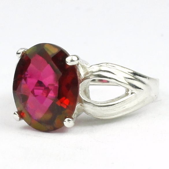 SR361 Crimson Fire Topaz 925 Sterling Silver Ring Image 2