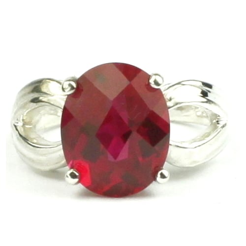 SR361 Created Ruby 925 Sterling Silver Ring Image 1