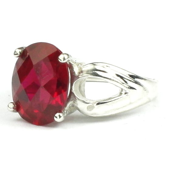 SR361 Created Ruby 925 Sterling Silver Ring Image 2