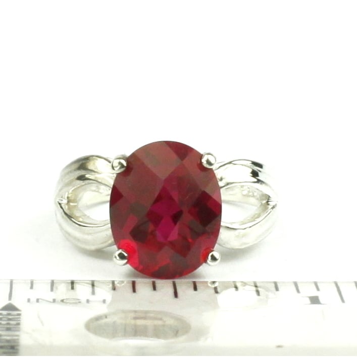 SR361 Created Ruby 925 Sterling Silver Ring Image 4