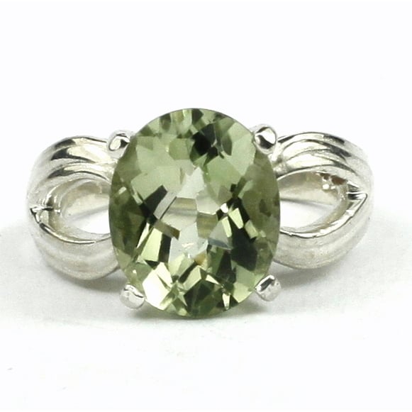 SR361 Green Amethyst (Prasiolite) 925 Sterling Silver Ring Image 1