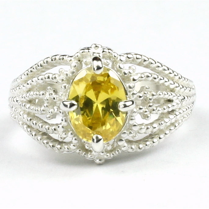 SR365 Golden Yellow CZ 925 Sterling Silver Ladies Ring Image 1